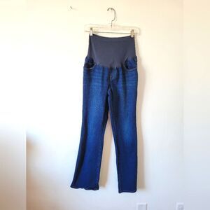 Old Navy Maternity Jeans Boot Cut Dark Wash Full Panel Flared Comfy High Waist 8